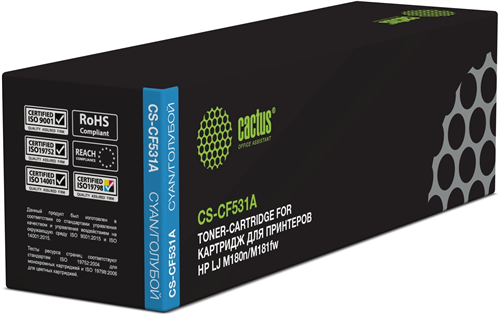 Картридж лазерный Cactus CS-CF531A CF531A голубой (900стр.) для HP LJ M180n/M181fw CS-CF531A