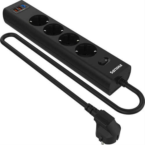 Сетевой фильтр Philips CHP4346BB/51 3м (4 розетки) черный (коробка) CHP4346BB/51