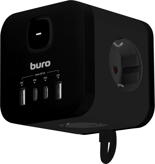 Сетевой удлинитель Buro BU-PC3.1UС-Plus-B 1.5м (3 розетки) черный (коробка) BU-PC3.1UС-PLUS-B