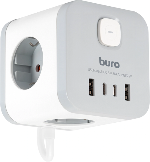 Сетевой удлинитель Buro BU-PC3.1UС-W 1.5м (3 розетки) белый (коробка) BU-PC3.1UС-W