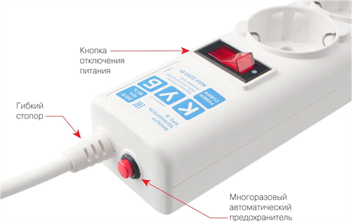 Сетевой фильтр Powercube SPG-B-6-WHITE 1.9м (5 розеток) белый (коробка) SPG-B-6-WHITE