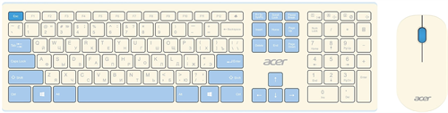 Клавиатура + мышь Acer OCC205 клав:белый/голубой мышь:белый/голубой USB беспроводная slim Multimedia ZL.ACCEE.00C