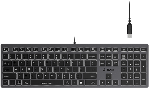 Клавиатура A4Tech FX60H серый USB slim LED (FX60H GREY/WHITE) кабель 1.5м FX60H GREY/WHITE