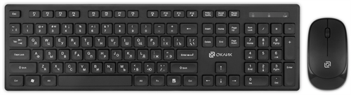 Клавиатура + мышь Оклик S255W клав:черный мышь:черный USB беспроводная Multimedia (1909361) 1909361