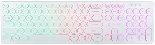 Клавиатура Оклик 420MRL белый USB slim Multimedia LED 1091227