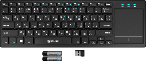 Клавиатура Оклик 830ST черный USB беспроводная slim Multimedia Touch 1011937
