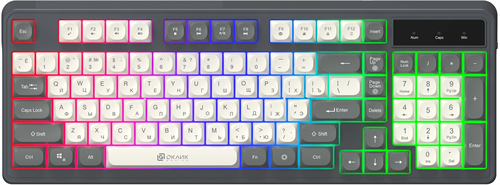 Клавиатура Оклик 731G серый/белый USB Multimedia for gamer LED кабель 1.5м 40977