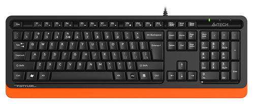Клавиатура A4Tech FKS10 черный/оранжевый USB (подставка для запястий) (FKS10 ORANGE) кабель 1.5м FKS10 ORANGE