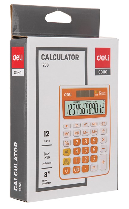 Калькулятор настольный Deli E1238/BLUE синий 12-разр. E1238/BLUE