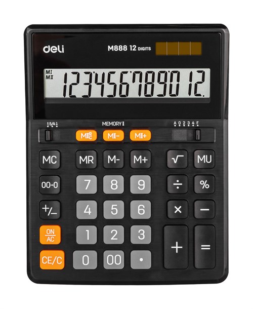 Калькулятор настольный Deli EM888 черный 12-разр. EM888 BK