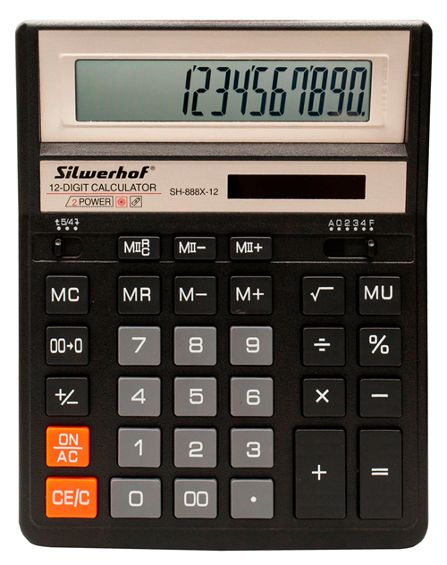 Калькулятор настольный Silwerhof SH-888X-12 черный 12-разр. SH-888X-12