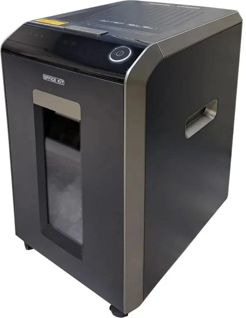 Шредер Office Kit SA200M1,9х10 черный/серый с автоподачей (секр.P-5) фрагменты 220лист. 40лтр. скобы OK1910SA200M