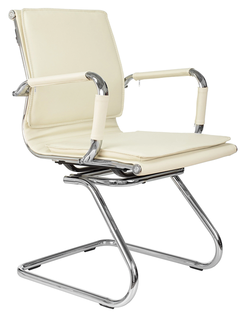 Кресло Бюрократ Ch-993-Low-V слоновая кость экокожа низк.спин. полозья металл хром CH-993-LOW-V/IVORY