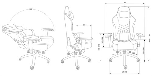 Кресло игровое Cactus CS-CHR-0112BL-M с вибромассажем черный экокожа с подголов. крестов. черный CS-CHR-0112BL-M