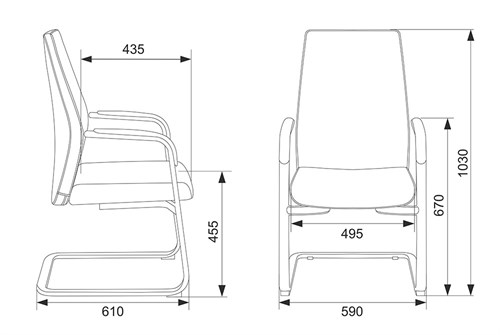 Кресло Бюрократ _JONS-LOW-V серый низк.спин. полозья металл хром _JONS-LOW-V/CASHGREY