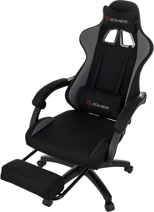 Кресло игровое Zombie Shadow черный/серый с подголов. крестов. пластик подст.для ног пластик черный ZOMBIE SHADOW G