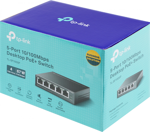 Коммутатор TP-Link TL-SF1005P (L2) 5x100Мбит/с 4PoE 58W неуправляемый TL-SF1005P