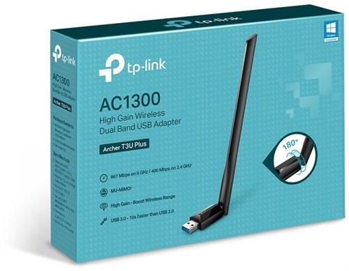 Сетевой адаптер Wi-Fi TP-Link Archer T3U Plus AC1300 USB 3.0 (ант.внеш.несъем.) ARCHER T3U PLUS