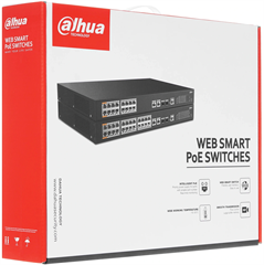 Коммутатор Dahua DH-PFS4226-24ET-240 (L2+) 24x100Мбит/с 2x1Гбит/с 2xКомбо(1000BASE-T/SFP) 22PoE+ 2Po DH-PFS4226-24ET-240