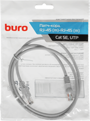 Патч-корд Buro UTP 4 пары cat.5E CCA molded 1м серый RJ-45 (m)-RJ-45 (m) (UTP-5E-1M-G) UTP-5E-1M-G
