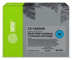 Картридж струйный Cactus CS-C6656A №56 черный (20мл) для HP 450/5145/5150/5151/5550/5552/5650/5652/5 CS-C6656A