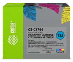 Картридж струйный Cactus CS-C8766 №135 многоцветный (18мл) для HP DJ 5743/6543/6843/DJ 6213/7313/741 CS-C8766