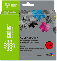 Картридж струйный Cactus CS-CLI426C/M/Y CLI-426 голубой/пурпурный/желтый набор (27мл) для Canon MG51 CS-CLI426C/M/Y