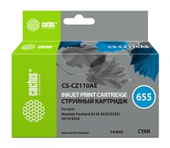 Картридж струйный Cactus CS-CZ110AE №655 голубой (14.6мл) для HP DJ IA 3525/5525/4525 с чипом CS-CZ110AE