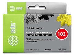 Картридж струйный Cactus CS-PFI102Y PFI-102 Y желтый (130мл) для Canon IP iPF500/iPF600/iPF700/MFP M CS-PFI102Y