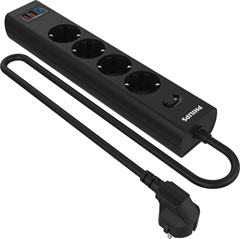 Сетевой фильтр Philips CHP4346BB/51 3м (4 розетки) черный (коробка) CHP4346BB/51