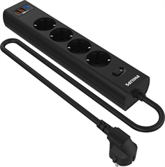 Сетевой фильтр Philips CHP8246BA/51 2м (4 розетки) черный (коробка) CHP8246BA/51