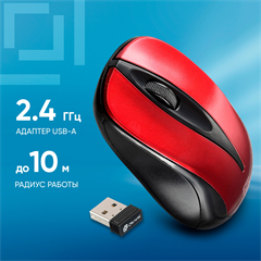 Мышь Оклик 675MW черный/красный оптическая 1200dpi беспров. USB для ноутбука 3but (1025919) 1025919