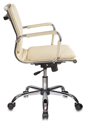 Кресло руководителя Бюрократ Ch-993-Low слоновая кость экокожа низк.спин. крестов. металл хром CH-993-LOW/IVORY