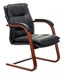 Кресло Бюрократ T-9927WALNUT-AV черный кожа полозья дерево коричневый T-9927WALNUT-AV/BL