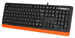 Клавиатура A4Tech FKS10 черный/оранжевый USB (подставка для запястий) (FKS10 ORANGE) кабель 1.5м FKS10 ORANGE